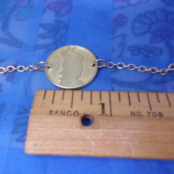 Disney Maleficent Gold Coin Necklace 18" L - Picture 8 of 9